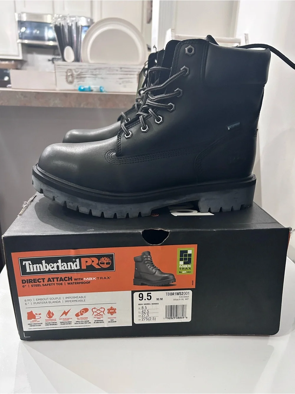 Timberland PRO Black Work Boots with Gray Outsoles